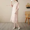 Vêtements ethniques 2024 Chinois amélioré Qipao Robe élégante Vintage Cheongsam National Fleur Imprimer A-ligne Traditionnelle Folk Lâche