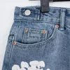 Men's Jeans Denim Shorts Designer Men White Wreaths Tassel Design Black Blue American Street Trend Shorts