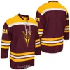 Custom Men's Arizona State Sun Devils College 12 Dylan Hollman 35 Joey Daccord Maroon Red Dowolne numerze hokejowe rozmiar S-x 11