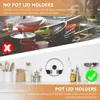 Kitchen Storage Hemoton 5 Pairs Pan Lid Organizers ABS Punch-free Adhesive Holders Utensils Rack (Black)