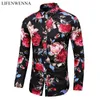 Mode Blume Gedruckt Herren Hemd Casual Plus Größe Langarm Shirts Männlich Slim Fit Büro M7XL 240125