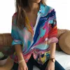 Camicette da donna Camicia a maniche lunghe stampata in 3D colorata tie-dye Moda e strada comoda