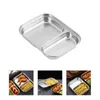 Dinnerware Sets Stainless Steel Dinner Plate Snack Portion Household Divided Rectangle Travel Sauce Dish Plates