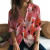 Women's Blouses 2024 Long Sleeve Shirt Flamingo 3D Printed Fashion Simple Aesthetic Temperament