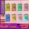 original RandM Crystal 12000 puff rechargeable disposable vape with 20ml E-liqiud 16 flavors and 0-5% salt E-juice puff 12k Whosale