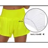 Lu-18 Pantalones cortos de aceleración Secado rápido Transpirable Deportes Hotty Hot Short Fitness para mujer Falso Leggings de yoga forrados a prueba de luz de dos piezas para correr Gol 77