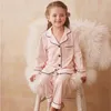 Girl's Princess Pink Turndown Collar Pyjamas uppsättningar.