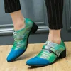 Designer de luxe hommes vert bleu Patchwork en cuir verni chaussures de conduite décontractées robe de mariée formelle retour moine sangle mocassins