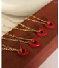 Collana Orecchini Set SDA Acciaio Inossidabile Cuore Rosso Elegante Coreano Sires Titanio Carino