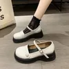 Dress Shoes Platform Mary Jane For Women Chunky Heels Sweet Small Leather Outdoor Non-slip Pearl Women's Walking