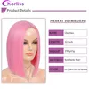 Ombre peruca de cabelo sintético fibra de alta temperatura role-playing peruca preto loiro rosa colorido curto reto bob peruca adequada para mulheres 230125