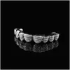 Łańcuchy brzucha Moissanite Grillz Niestandardowa biżuteria Hip Hopu 18k złote zęby Plane niewidoczne z księżniczką 925 Sier VVS Mossanite Drop D Dhrct