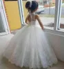 2024 Simple Lovely Flower Girls Dresses For Weddings Sleeveless Scoop Neck Lace Appliques Princess Kids Birthday Girl Pageant Gowns Floor Length Corset Back