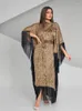 Abbigliamento etnico Eid Abaya musulmano Abito con stampa leopardata per donna Nappa Manica a pipistrello Arabo Dubai Marocco Ramadan Abito lungo Splendido Abaya Caftano