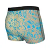 Boxer bleu clair et or motif mandala pour homme, slip bohème, sous-vêtements très respirants, short imprimé de haute qualité, idée cadeau