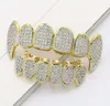 Grillz, Dental Grills Exclusive Customization Moissanite Teeth Grillz Iced Out Hop Full zircon Decorative Braces Real Diamond Bling Tooth Dh98M