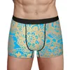 Underpants Light Blue And Gold Mandala Pattern Man's Boxer Briefs Bohemian Highly Breathable Underwear High Quality Print Shorts Gift Idea