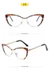 New Arrival Steel Leather Triangle Cat Eye Metal Eyeglass Frame Anti Blue Light Glasses Computer Goggles Myopia Glasses Frame