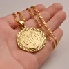 Allah Pendant Halsband kedja för kvinnor män Mellanöstern arabiska smycken 14k gul guld muslim islamisk