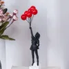 Flying Balloon Girl Figurine Banksy Modern Art Sculpture Resin Figure Craft Decoration Collectible Figurine Home Decor 240123