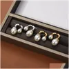 Stud Ins Wind Front And Rear Size Pearl Earrings Stud S925 Sier Needle Trend All-Match Fashion 18K Gold Womens Jewelry Gift Accessori Dhoqs