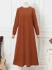 Ethnic Clothing 2024 Fashion Islam Ramadan Abaya Solid Loose Pullover Abayas Women Casual Elegance Long Sleeve Clothes Musulman Robe