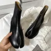 2024 New Luxury Anatomy Ankle Tabi Boots Thick Heel Round Toe Fashion Ankle Boots Unisex Split toe Luxury Designer Genuine Leather Shoe outdoors travel sexy girl gift