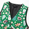 Gilets pour hommes Vert Noël Gilet Gilet Hommes 2024 Mode Gingerbread Man Snowflake Imprimer Party Festival Costume