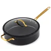 Cookware Sets Thyme & Table Non-Stick 5 Quart Gold Saute Pan With Glass Lid Non Stick Pot Set Cooking Food Kitchen