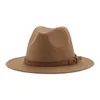 Cappelli Fedora per donna uomo a tesa larga cappelli da donna solidi cintura a fascia abito formale classico kaki nero cappelli invernali sombreros de mujer 240125