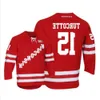 Wisconsin Badgers College Hockey Jerseys aangepaste Dylan Holloway Cole Caufield Brock Ty Pelton-Byce Ty Emberson Brian Elliott Ryan Mcdonagh 48