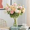 Decorative Flowers 5 Pcs European Style Artificial Peony Flower Bouquet For Home Garden Living Room Decoration Wedding Party Supplies Fake