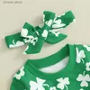 Ensembles de vêtements Lioraitiin 3M-3Y enfant en bas âge bébé fille St Patricks Day tenue à manches longues col rond sweat-shirt ensemble avec bandeau ensemble