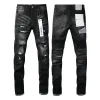 Lila Designer-Jeans für Herren, modisch, Distressed, zerrissen, Biker, Damen-Denim, Cargo, für Herren, schwarze Hose, 28–40, 739733994