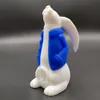 Pipe à main de lapin blanc de 4 pouces fumant le narguilé Bong Silicone incassable Shisha + bol