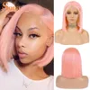 Bob lace front human hair wig color 13X4 lace front wig Ombre 1B/613 blonde red pink blue ginger gray short wig 230125