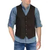 Mäns västar vintage stil retro väst för män smal passande kostym Vest Wedding Business V Neck ärmlöst svart grå brunt kaffe