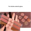 Lip Gloss Double-Headed Matte Mirror Set Lipstick Waterproof Not Stick Cup Lasting Silky Glaze Tint Age Reduction Drop Delivery Heal Otoxa