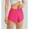Kvinnor Lu-33 Yoga Shorts Hoty Hot Pants Pocket Snabbt torrhastighet Up Gym Clothes Sport outfit andningsbar fitness Hög elastisk midja Leggi 92