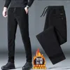 Pantalones para hombres Otoño Invierno KPOP Estilo de moda Harajuku Slim Fit Pantalones sueltos Todo fósforo Grueso Casual Sólido Cremallera Bolsillos Pantalones de chándal