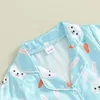 Kledingsets Citgeesummer Paas Kids Boy Pyjama's Leuke afdrukknop Korte mouwen shirt en elastische shorts slaapkleding kleding