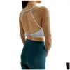 Yoga roupa minimalista sutiã fino shoder cinta esporte sutiãs mulheres backless fitness correndo tops sling sportswear ginásio treinamento gota deliv dh4vs