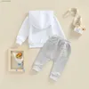 Ensembles de vêtements Lioraitiin 0-3 ans nouveau-né 2 pièces tenues lettre majuscule imprimé manches longues pull à capuche poches latérales pantalon