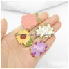 Broches Broches Pins Printemps Dessin animé Fleur Émail Revers Succents Pivoine Tournesol Lily Daisy Chapeau Sac Badges Femmes Fille Plante Bijouxpi Dhuf1