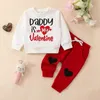 1101 Lioraitiin 024M enfant en bas âge bébé fille saint valentin tenue lettre imprimer sweat amour coeur Long pantalon vêtements ensemble 240118