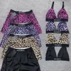 Leopar Baskı Kadın Sling Yelek Şortları Mayo Takımcısı Tasarımcı Bikinis Sports Sütyen 2pcs Moda Seksi Yoga W 77