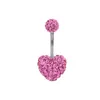 Anéis de botão de sino de umbigo 1 peça boho rosa zircão anéis de umbigo pendurados coração borboleta piercing de umbigo aço cirúrgico barra de barriga joia piercing corporal YQ240125