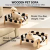 Mewoofun Katzenbett-Sofa, robustes, flauschiges Katzen-Couchbett aus Holz, Hundebetten für Katzen und kleine Hunde, erhöhte Haustiermöbel, 240123