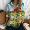 Damesblouses Ranch 3D-printen Shirt Mode Groot formaat Los Vrije tijd Lente en herfst Buiten Eenvoudig Lange mouw
