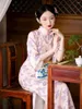 Vêtements ethniques Printemps et été Style d'art rétro amélioré col debout impression élégante dame vintage Cheongsam Qipao robe